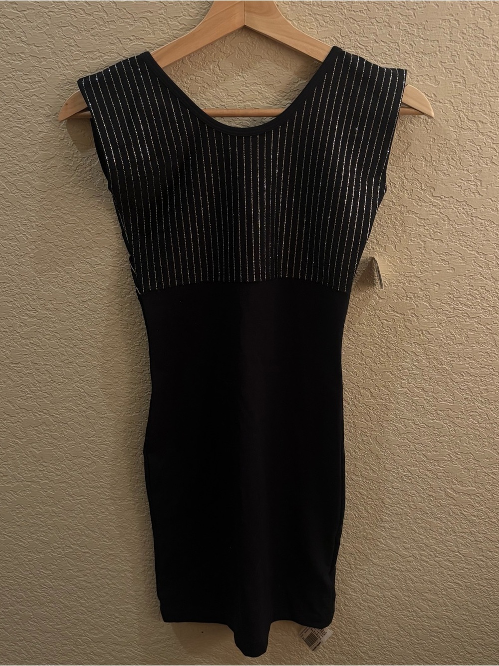 NWT American Apparel Black Silver Metallic Lurex Striped Bodycon Dress - XS